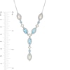 Thumbnail Image 3 of Marquise Lab-Created Opal, Swiss Blue Topaz and White Lab-Created Sapphire "Y" Necklace in Sterling Silver