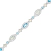 Thumbnail Image 0 of Marquise Lab-Created Opal, Swiss Blue Topaz and White Lab-Created Sapphire Line Bracelet in Sterling Silver – 7.25"