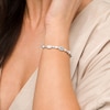 Thumbnail Image 2 of Marquise Lab-Created Opal, Swiss Blue Topaz and White Lab-Created Sapphire Line Bracelet in Sterling Silver – 7.25"