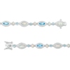 Thumbnail Image 2 of Marquise Lab-Created Opal, Swiss Blue Topaz and White Lab-Created Sapphire Line Bracelet in Sterling Silver – 7.25"
