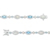 Thumbnail Image 3 of Marquise Lab-Created Opal, Swiss Blue Topaz and White Lab-Created Sapphire Line Bracelet in Sterling Silver – 7.25"