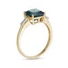 Thumbnail Image 3 of 8.0mm Cushion-Cut London Blue and White Topaz Side Accent Ring in 10K Gold