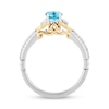 Thumbnail Image 3 of Enchanted Disney Jasmine Swiss Blue Topaz and 1/10 CT. T.W. Diamond Ring in Sterling Silver and 10K Gold