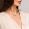Thumbnail Image 2 of Emerald-Cut Lab-Created Emerald and White Lab-Created Sapphire Frame Necklace in Sterling Silver with 14K Gold Plate