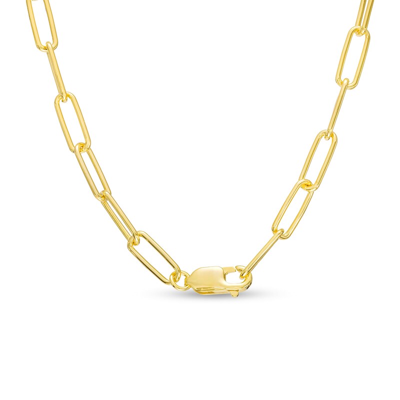 Main Image 3 of Emerald-Cut Lab-Created Emerald and White Lab-Created Sapphire Frame Necklace in Sterling Silver with 14K Gold Plate