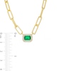 Thumbnail Image 3 of Emerald-Cut Lab-Created Emerald and White Lab-Created Sapphire Frame Necklace in Sterling Silver with 14K Gold Plate