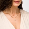 Thumbnail Image 1 of Emerald-Cut White Lab-Created Sapphire Octagonal Frame Drop Necklace in Sterling Silver with 14K Gold Plate