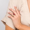 Thumbnail Image 2 of Emerald-cut Lab-Created Ruby and White Lab-Created Sapphire Vintage-Style Ring in Sterling Silver with 14K GP - Size 7