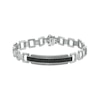 Thumbnail Image 1 of 1 CT. T.W. Black Enhanced and White Diamond Triple Row Border ID Bracelet in Sterling Silver - 8.5"