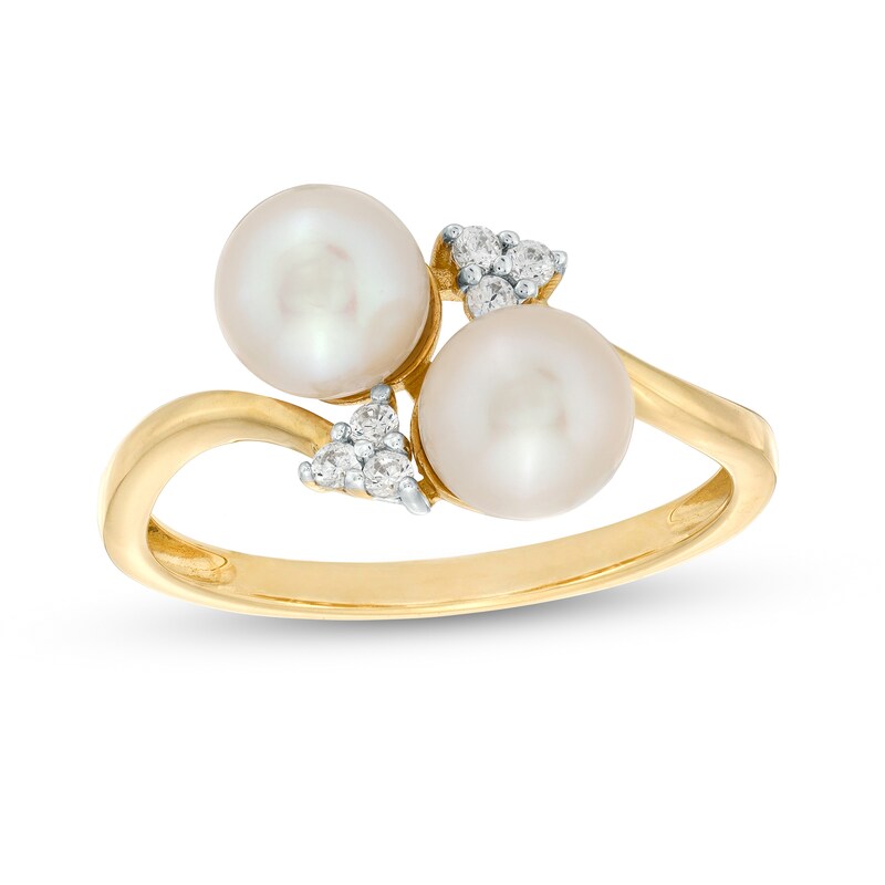 Crossover Design Cultured Freshwater Pearl Ring 6