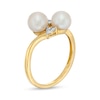 Thumbnail Image 2 of 6.0mm Cultured Freshwater Pearl and 1/10 CT. T.W. Diamond Duo Tri-Sides Bypass Ring in 10K Gold