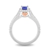 Thumbnail Image 2 of Enchanted Disney Ariel Blue Tanzanite and 3/8 CT. T.W. Diamond Frame Split Shank Engagement Ring in 14K White Gold