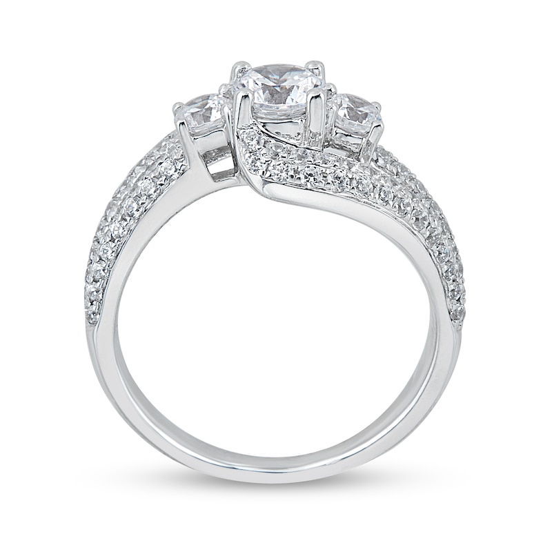 1-1/2 CT. T.W. Diamond Three Stone Bypass Engagement Ring in 14K White Gold