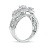 Thumbnail Image 3 of 1 CT. T.W. Diamond Past Present Future® Frame Triple Row Split Shank Vintage-Style Engagement Ring in 10K White Gold