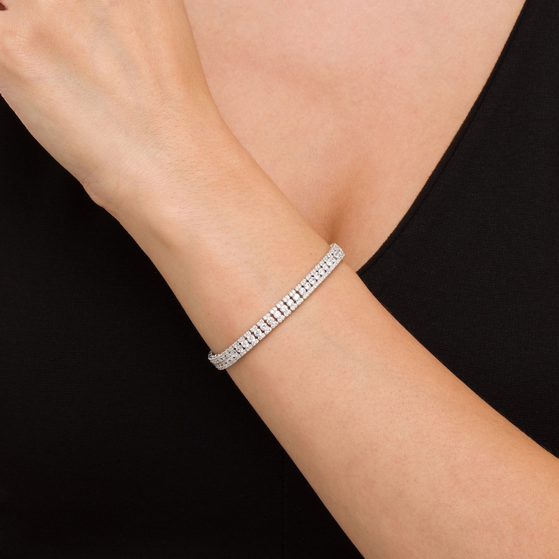 Main Image 2 of 6 CT. T.W. Diamond Multi-Row Line Bracelet in 10K White Gold