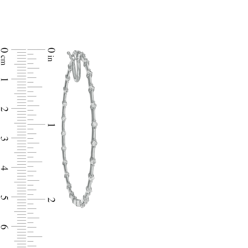 Main Image 3 of 1 CT. T.W. Diamond Station Inside-Out Hoop Earrings in 10K White Gold