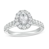 Thumbnail Image 0 of 1-1/3 CT. T.W. Certified Oval Diamond Frame Vintage-Style Engagement Ring in 14K White Gold (I/I1)