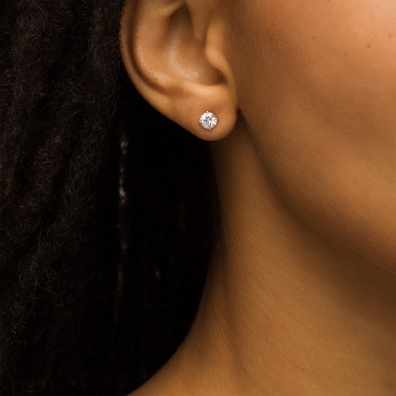 Main Image 2 of 1 CT. T.W. Certified Lab-Grown Diamond Solitaire Stud Earrings in 14K White Gold (F/SI2)