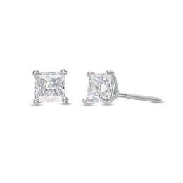 1 CT. T.W. Certified Princess-Cut Lab-Grown Diamond Solitaire Stud Earrings in 14K White Gold (F/SI2)