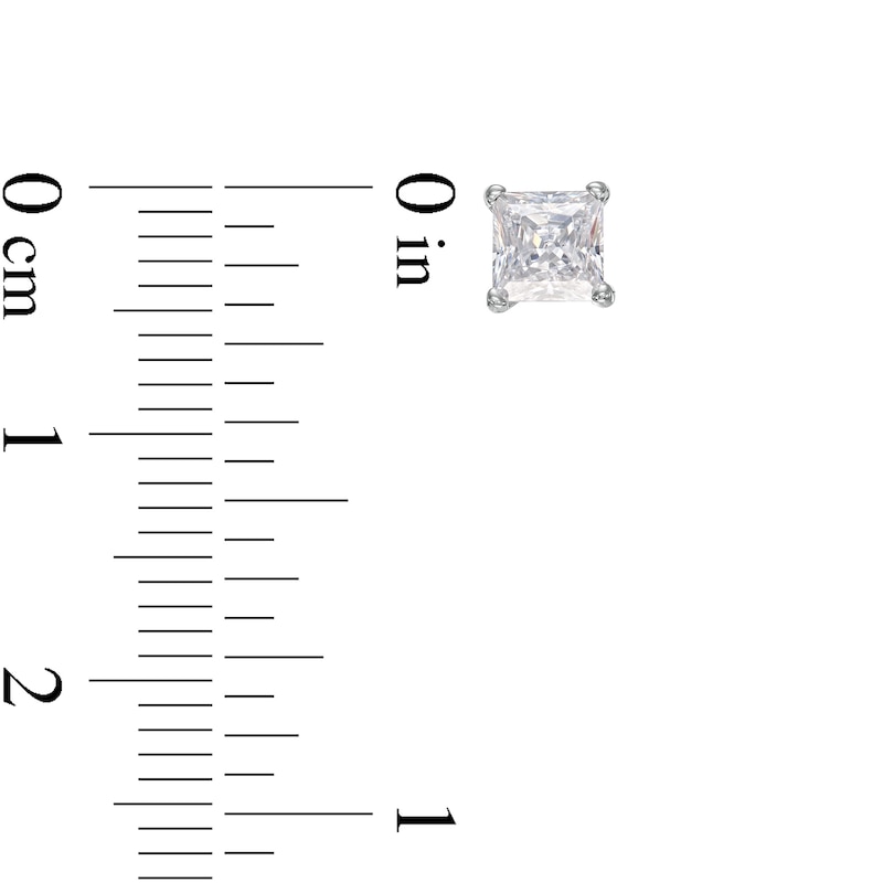 Main Image 3 of 1 CT. T.W. Certified Princess-Cut Lab-Grown Diamond Solitaire Stud Earrings in 14K White Gold (F/SI2)