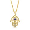 Thumbnail Image 1 of Blue and White Lab-Created Sapphire Star of David in Hamsa Pendant in Sterling Silver with 14K Gold Plate