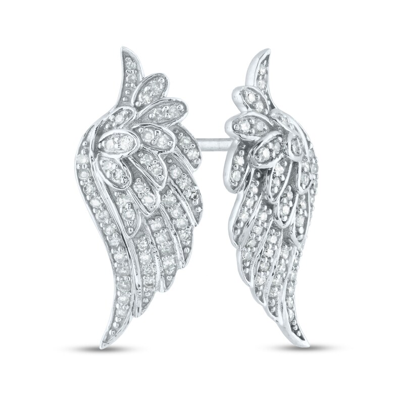 1/4 CT. T.W. Diamond Wing Stud Earrings in 14K White Gold