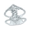 Thumbnail Image 1 of 1/2 CT. T.W. Baguette and Round Diamond Contour Scatter Ring in 10K White Gold