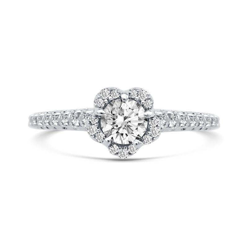 Main Image 3 of 5/8 CT. T.W. Diamond Flower Frame Engagement Ring in 14K White Gold