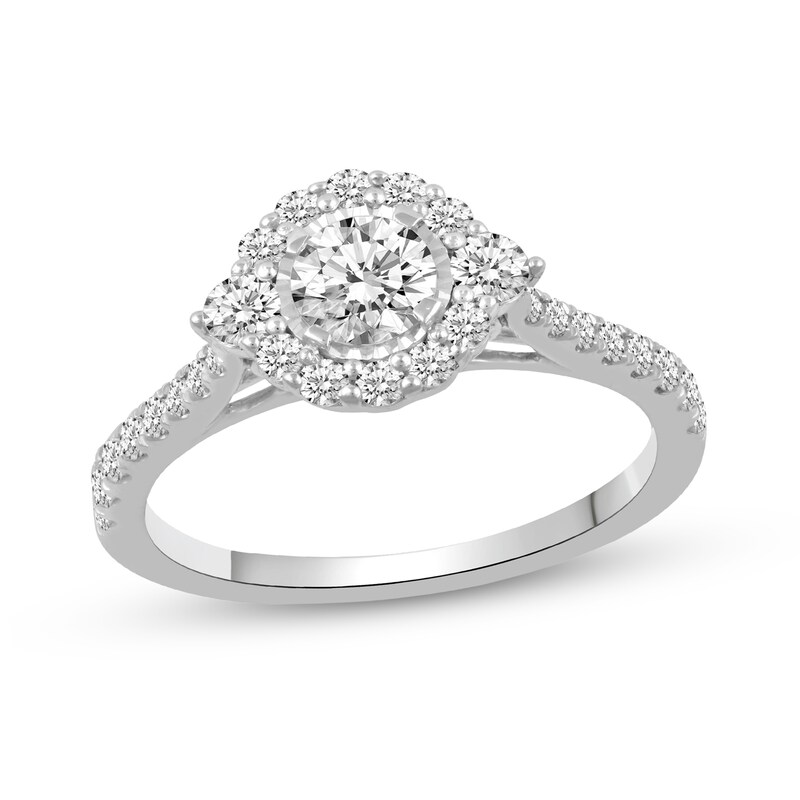 Main Image 1 of 1 CT. T.W. Diamond Frame Engagement Ring in 14K White Gold