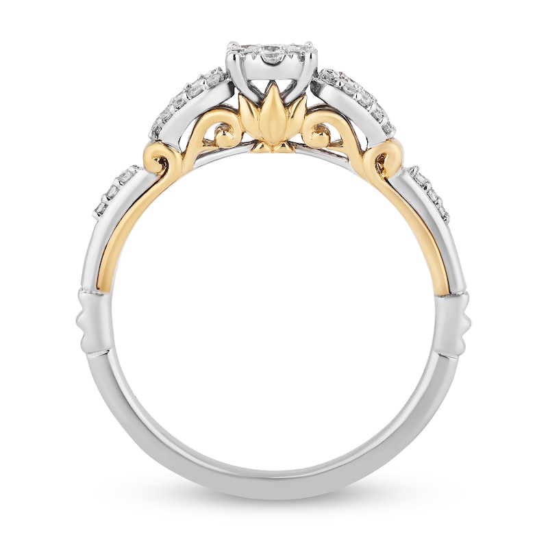 Main Image 3 of Enchanted Disney Tiana 1/5 CT. T.W. Diamond Frame Loop Shank Promise Ring in Sterling Silver and 10K Gold - Size 7