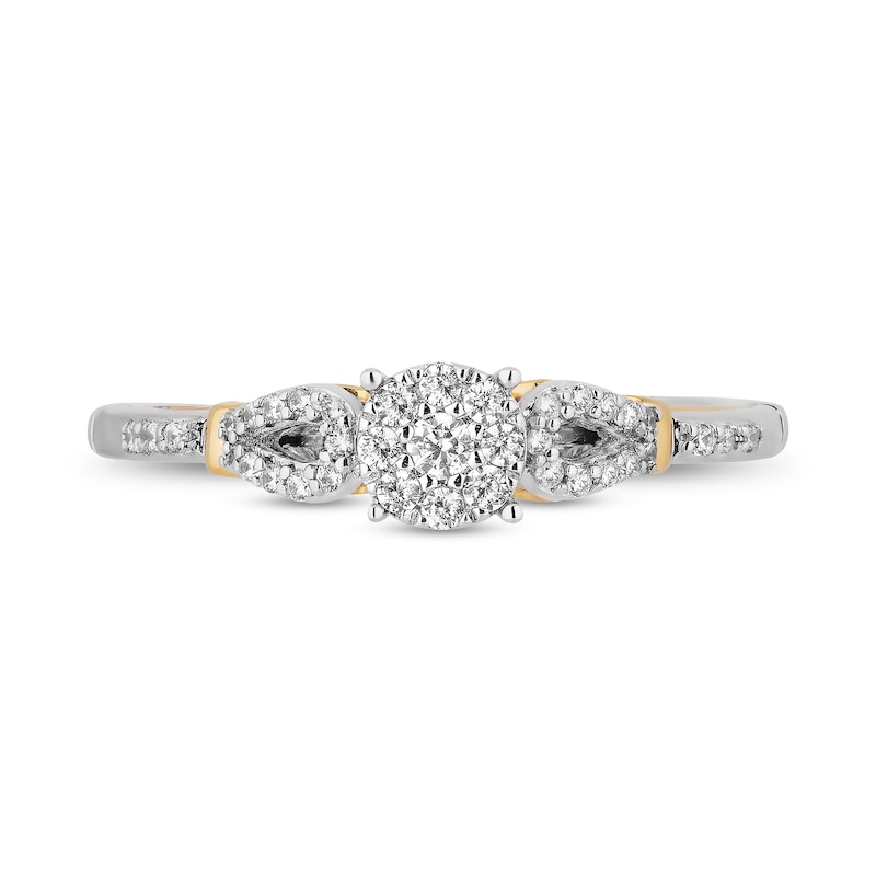Main Image 4 of Enchanted Disney Tiana 1/5 CT. T.W. Diamond Frame Loop Shank Promise Ring in Sterling Silver and 10K Gold - Size 7