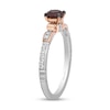 Thumbnail Image 2 of Enchanted Disney Snow White 5.0mm Garnet and 1/5 CT. T.W. Diamond Bow Promise Ring in Sterling Silver and 10K Rose Gold