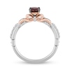 Thumbnail Image 3 of Enchanted Disney Snow White 5.0mm Garnet and 1/5 CT. T.W. Diamond Bow Promise Ring in Sterling Silver and 10K Rose Gold