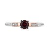 Thumbnail Image 4 of Enchanted Disney Snow White 5.0mm Garnet and 1/5 CT. T.W. Diamond Bow Promise Ring in Sterling Silver and 10K Rose Gold