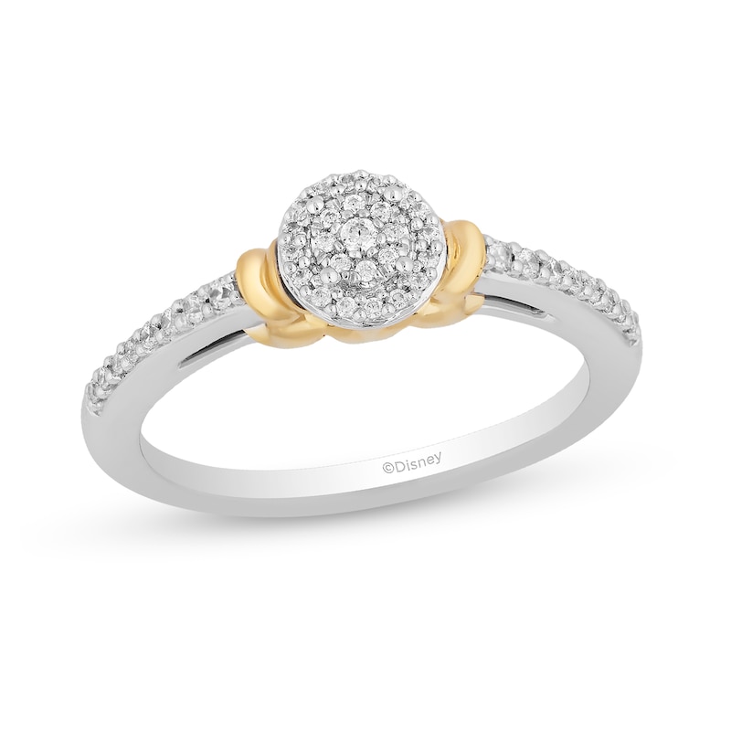 Main Image 1 of Enchanted Disney Tinker Bell 1/5 CT. T.W. Multi-Diamond Frame Collar Promise Ring in Sterling Silver and 10K Gold