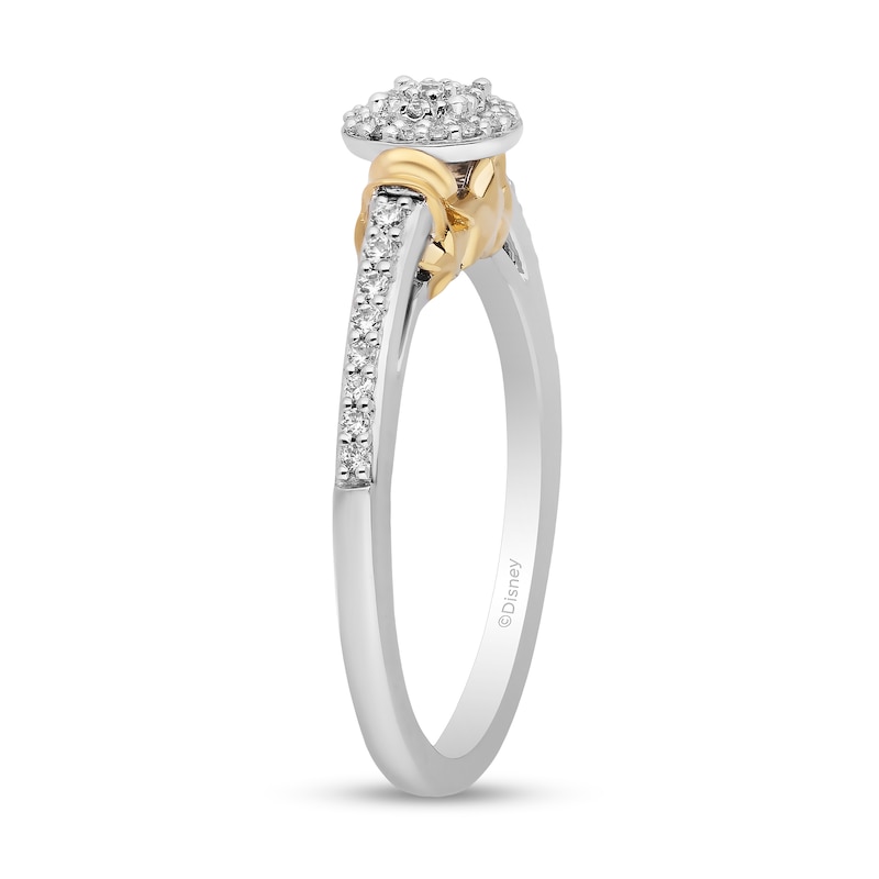 Enchanted Disney Tinker Bell 1/5 CT. T.W. Multi-Diamond Frame Collar Promise Ring in Sterling Silver and 10K Gold