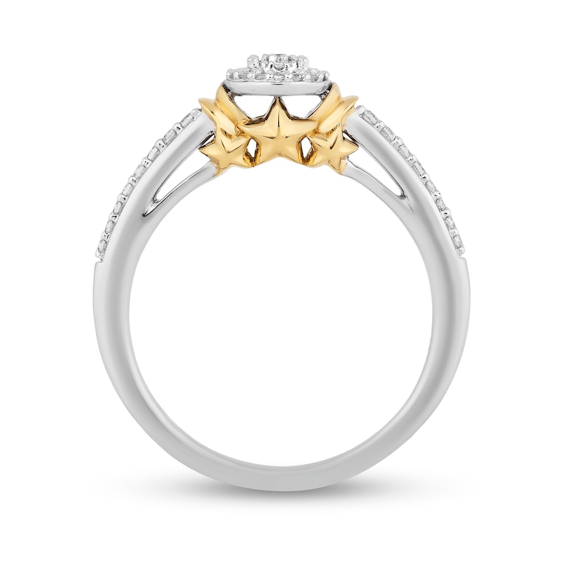 Enchanted Disney Tinker Bell 1/5 CT. T.W. Multi-Diamond Frame Collar Promise Ring in Sterling Silver and 10K Gold