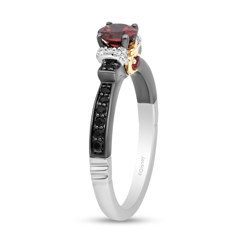Main Image 2 of Enchanted Disney Villains Evil Queen 5.0mm Garnet and 1/5 CT. T.W. Diamond Promise Ring in Sterling Silver and 10K Gold