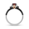 Thumbnail Image 3 of Enchanted Disney Villains Evil Queen 5.0mm Garnet and 1/5 CT. T.W. Diamond Promise Ring in Sterling Silver and 10K Gold