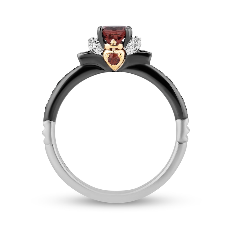 Main Image 3 of Enchanted Disney Villains Evil Queen 5.0mm Garnet and 1/5 CT. T.W. Diamond Promise Ring in Sterling Silver and 10K Gold