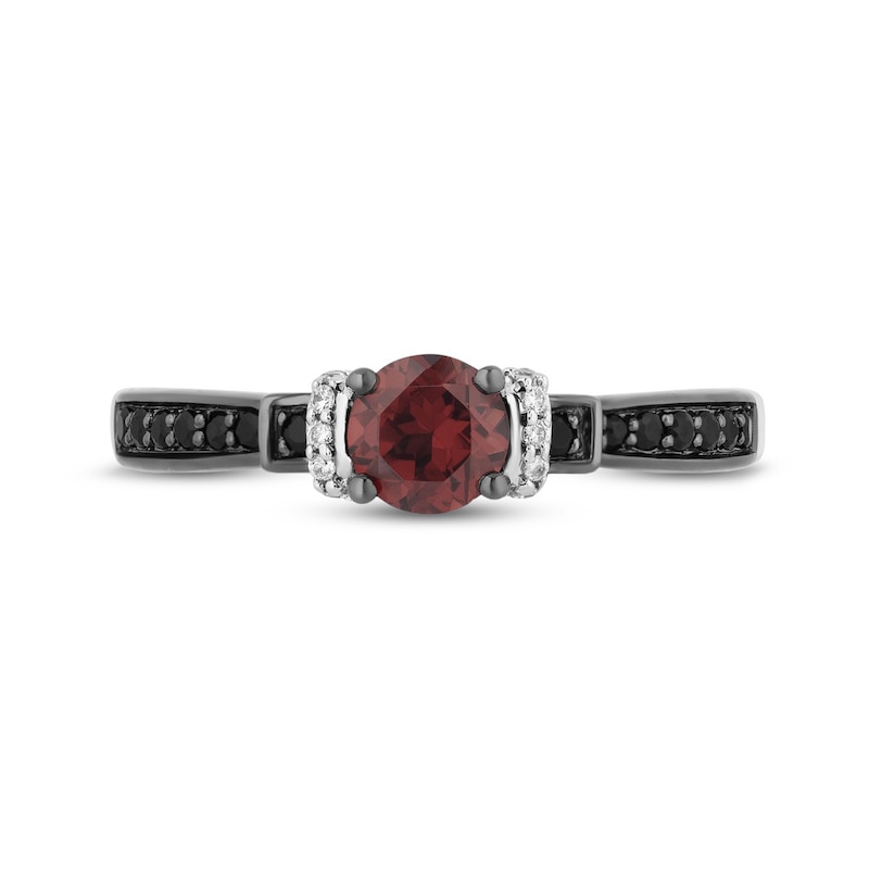 Main Image 4 of Enchanted Disney Villains Evil Queen 5.0mm Garnet and 1/5 CT. T.W. Diamond Promise Ring in Sterling Silver and 10K Gold
