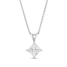 1 CT. Certified Princess-Cut Lab-Grown Diamond Solitaire Pendant in 14K White Gold (F/SI2)