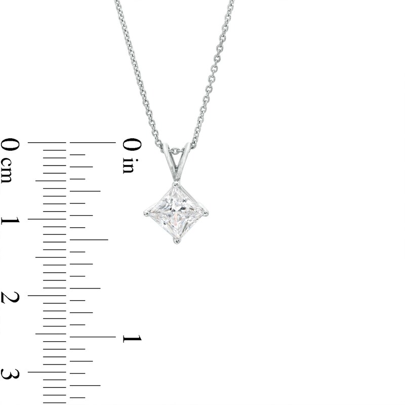 Main Image 3 of 1 CT. Certified Princess-Cut Lab-Grown Diamond Solitaire Pendant in 14K White Gold (F/SI2)