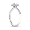 Thumbnail Image 1 of Trouvaille Collection 3/4 CT. T.W. DeBeers®-Graded Pear-Shaped Diamond Frame Engagement Ring in Platinum (F/SI2)