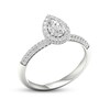 Thumbnail Image 2 of Trouvaille Collection 3/4 CT. T.W. DeBeers®-Graded Pear-Shaped Diamond Frame Engagement Ring in Platinum (F/SI2)