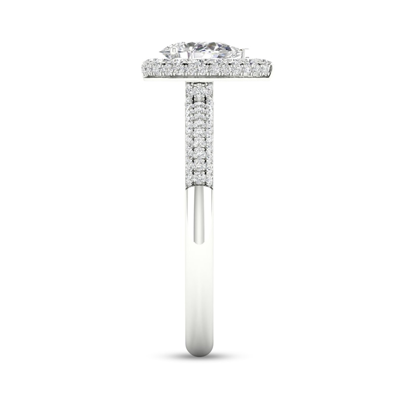 Trouvaille Collection 3/4 CT. T.W. DeBeers®-Graded Pear-Shaped Diamond Frame Engagement Ring in Platinum (F/SI2)