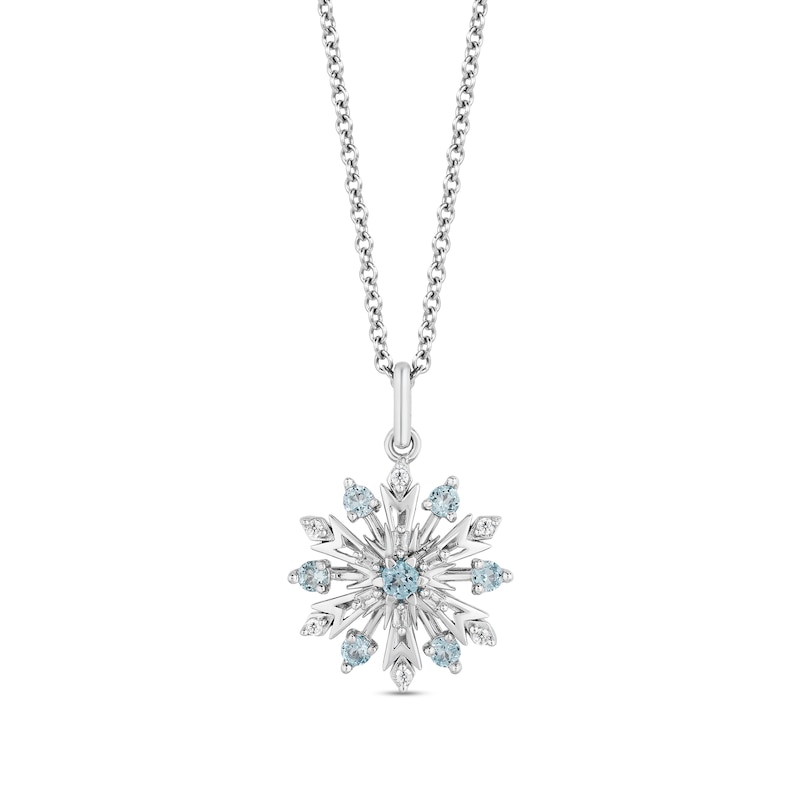 Main Image 2 of Enchanted Disney Elsa Swiss Blue Topaz and 1/6 CT. T.W. Diamond Snowflake Pendant and Earrings Set in Sterling Silver