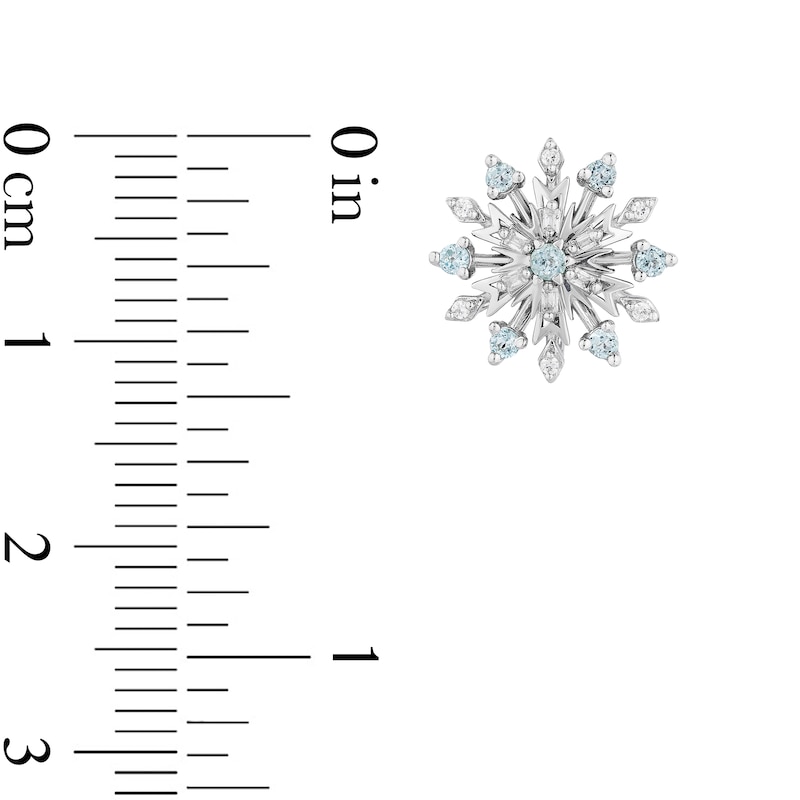 Main Image 5 of Enchanted Disney Elsa Swiss Blue Topaz and 1/6 CT. T.W. Diamond Snowflake Pendant and Earrings Set in Sterling Silver