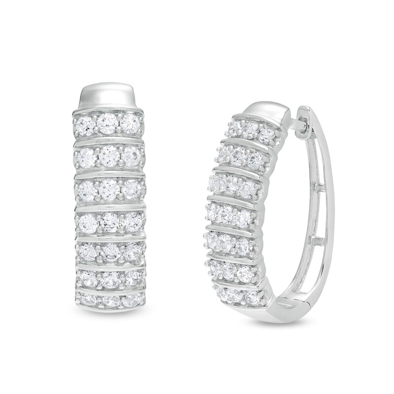 1 CT. T.W. Diamond Multi-Row Hoop Earrings in Sterling Silver