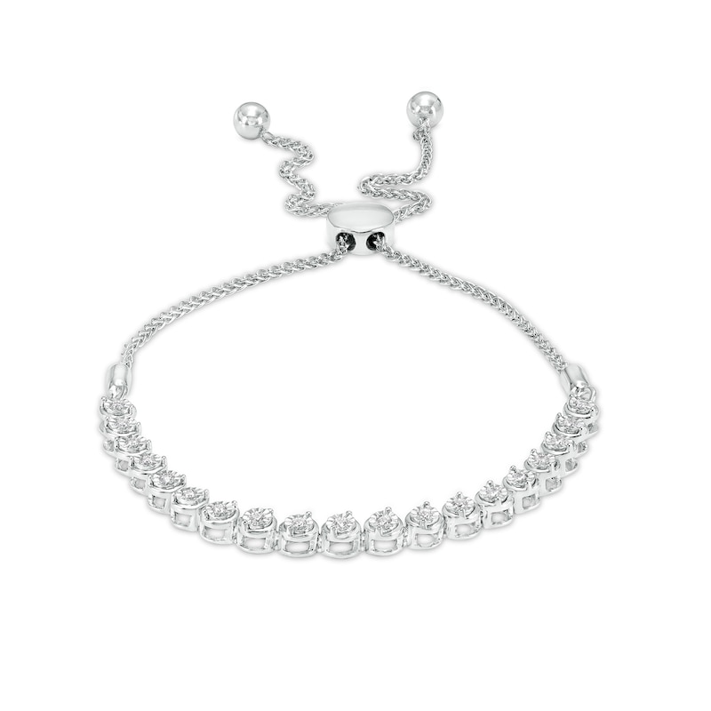 Main Image 1 of 1/6 CT. T.W. Diamond Line Bolo Bracelet in Sterling Silver – 9.5"